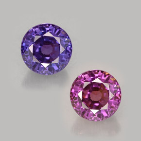 Saphir à changement de couleur multicolore naturelle coupe roude, 0,77 ct, VS