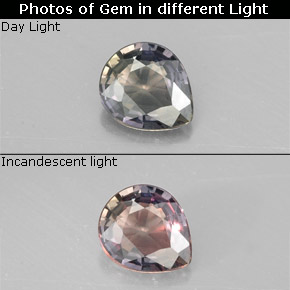 Saphir couleur-Changeant Multicolore naturelle En forme de poire, 0.61 ct, VS