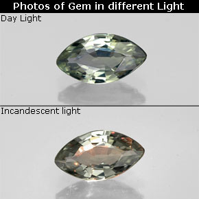 Saphir à changement de couleur multicolore naturelle marquise, 0,71 ct, VVS