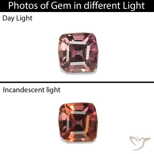 Saphir couleur-Changeant Brun léger moyen naturelle Taille émeraude, 0.12 ct, VVS