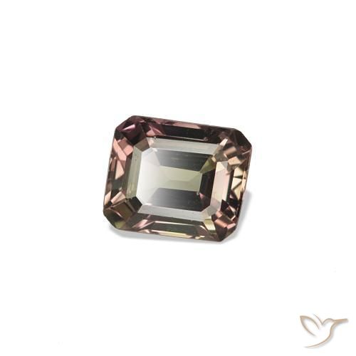 Saphir couleur-Changeant Brun léger moyen naturelle Taille émeraude, 0.34 ct, VVS