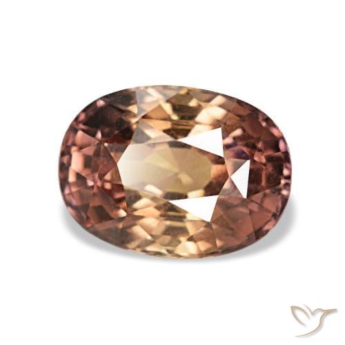 Saphir à changement de couleur marron naturelle coupe ovale, 1,45 ct, VVS