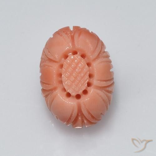 Corail salmon pink   naturelle taille fleur, 3,81 ct, opaque