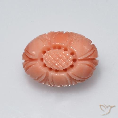 Corail salmon pink   naturelle taille fleur, 3,81 ct, opaque