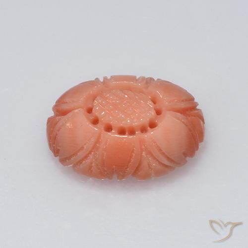 Corail salmon pink   naturelle taille fleur, 3,81 ct, opaque