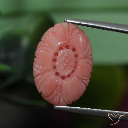3.19ct Naturel Ton rose rougeâtre corail, Taille Fleur, Opaque