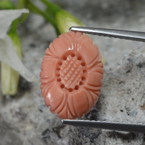 Corail rose naturelle taille fleur, 2,80 ct, opaque