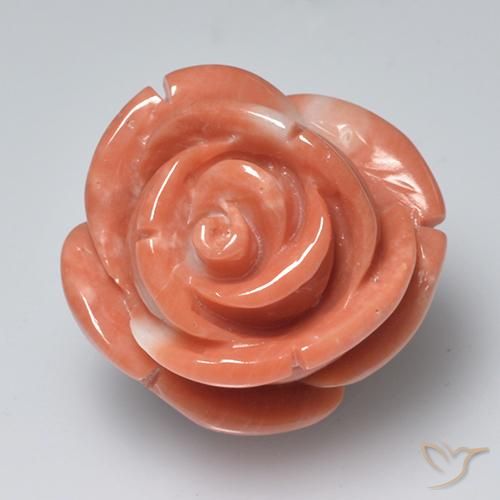 19.58ct Naturel Rose moyen corail, Taille Fleur, Opaque