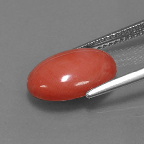Corail rose naturelle coupe ovale, 3,33 ct, opaque