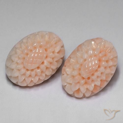 14.65ctw Naturel Rose moyen corail, Taille Fleur, Opaque