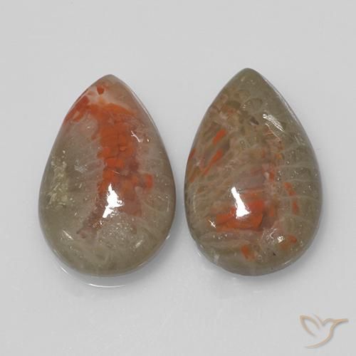 9.70ctw Naturel Multicolore Corail, En forme de poire, Translucide
