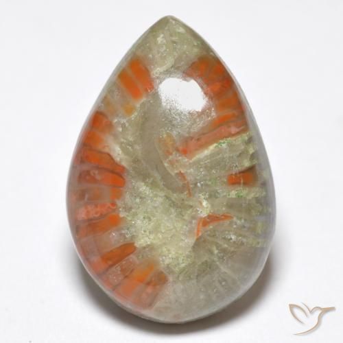 6.76ct Naturel Multicolore Corail, En forme de poire, Opaque