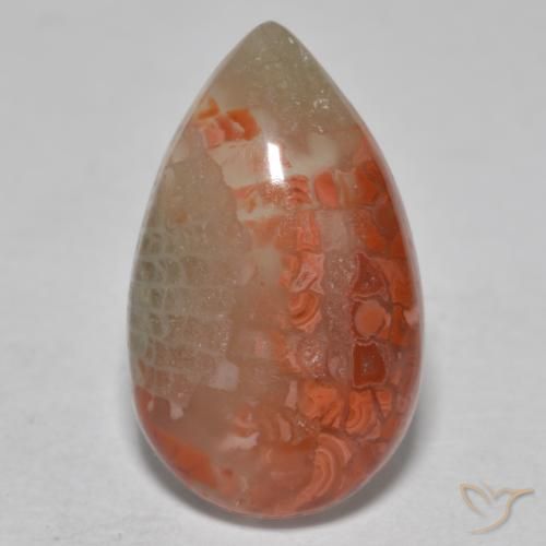 6.49ct Naturel Multicolore corail, En forme de poire, Translucide