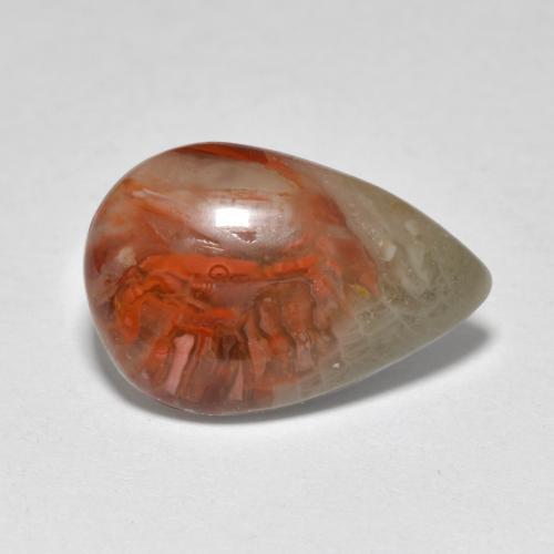 Corail multicolore naturelle en forme de poire, 4,44 ct, translucide