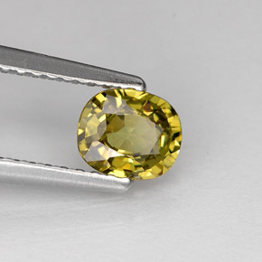 Grenat démantoïde vert naturelle coupe ovale, 0,62 ct, VS