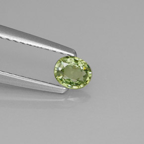 Grenat démantoïde vert naturelle coupe ovale, 0,28 ct, VVS