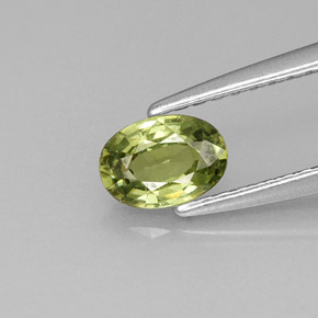 Grenat démantoïde vert naturelle coupe ovale, 0,53 ct, VVS-VS