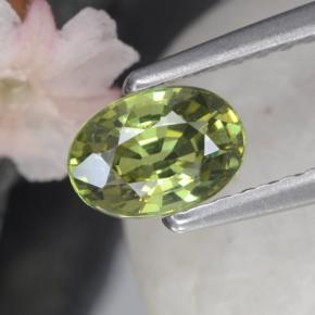 Grenat démantoïde vert naturelle coupe ovale, 0,58 ct, VS
