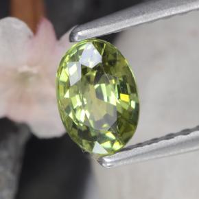 Grenat démantoïde vert naturelle coupe ovale, 0,58 ct, VS
