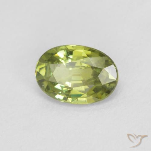 Grenat démantoïde Medium Light Green naturelle ovale, 0.60 ct, VS