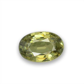 Grenat démantoïde vert naturelle coupe ovale, 0,54 ct, VS