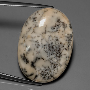 Agate dendritique multicolore naturelle coupe ovale, 30,68 ct, opaque