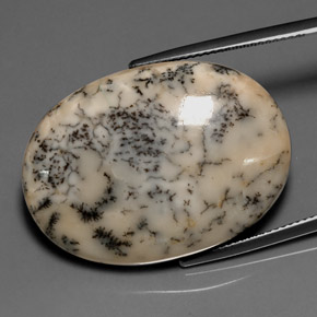 Agate dendritique multicolore naturelle coupe ovale, 30,68 ct, opaque