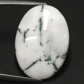 Agate dendritique multicolore naturelle coupe ovale, 17,84 ct, opaque