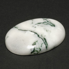 Agate dendritique multicolore naturelle coupe ovale, 17,60 ct, opaque