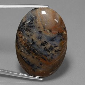 Dendritique Agate Multicolore naturelle Coupe ovale, 31.59 ct, Opaque