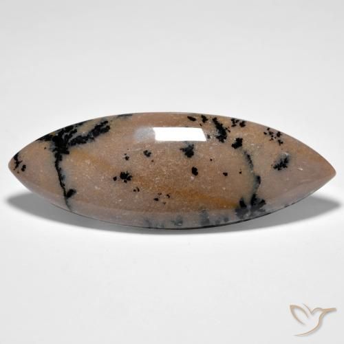 37.71ct Naturel Brown-Black Dendritique Agate, Marquise, Opaque