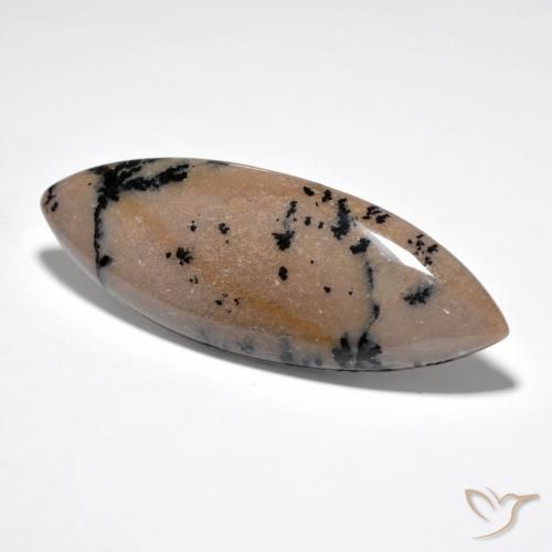 Dendritique Agate Brown-Black naturelle Marquise, 37.71 ct, Opaque