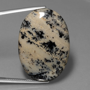 Agate dendritique multicolore naturelle coupe ovale, 36,51 ct, opaque