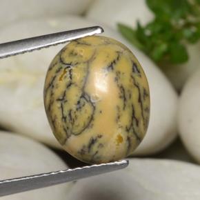 Agate dendritique multicolore naturelle coupe ovale, 3,86 ct, opaque