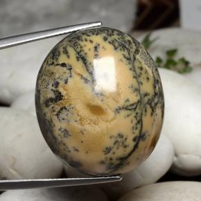 Agate dendritique multicolore naturelle coupe ovale, 45,37 ct, opaque