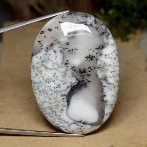 Agate dendritique multicolore naturelle coupe ovale, 99,91 ct, translucide