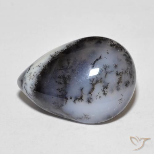 Dendritique Agate Multicolore naturelle En forme de poire, 8.77 ct, Translucide