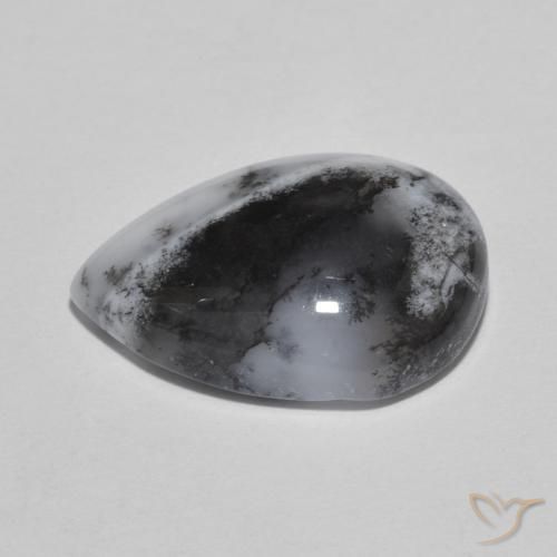 Dendritique Agate Multicolore naturelle En forme de poire, 8.67 ct, Translucide