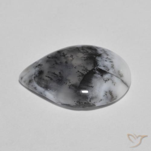 Dendritique Agate Multicolore naturelle En forme de poire, 6.12 ct, Translucide