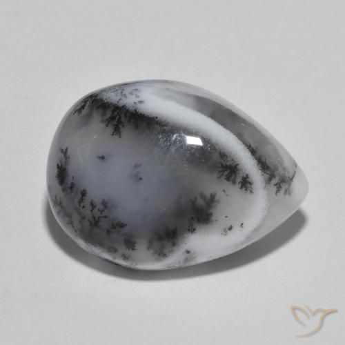 Dendritique Agate Multicolore naturelle En forme de poire, 9.59 ct, Translucide