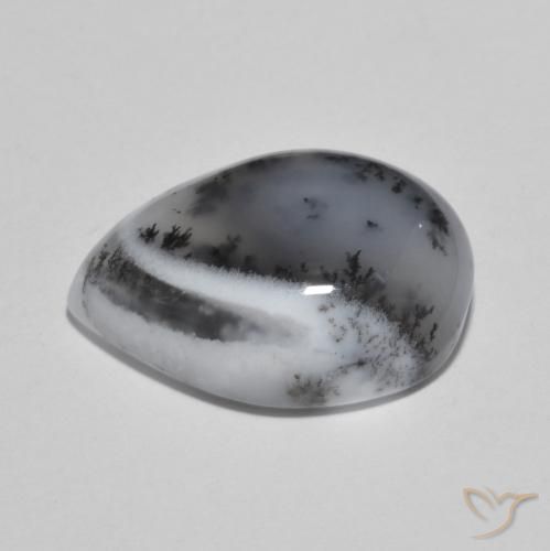 Dendritique Agate Multicolore naturelle En forme de poire, 9.59 ct, Translucide