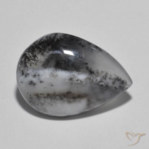 Dendritique Agate Multicolore naturelle En forme de poire, 8.49 ct, Translucide