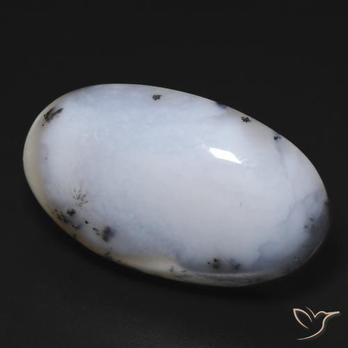 Dendritique Agate Blanc avec noir naturelle ovale, 28.10 ct, Opaque