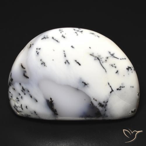 32.69ct Naturel Blanc avec noir Dendritique Agate, Fantaisie, Opaque