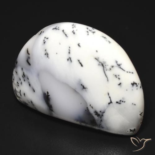 Dendritique Agate Blanc avec noir naturelle Fantaisie, 32.69 ct, Opaque