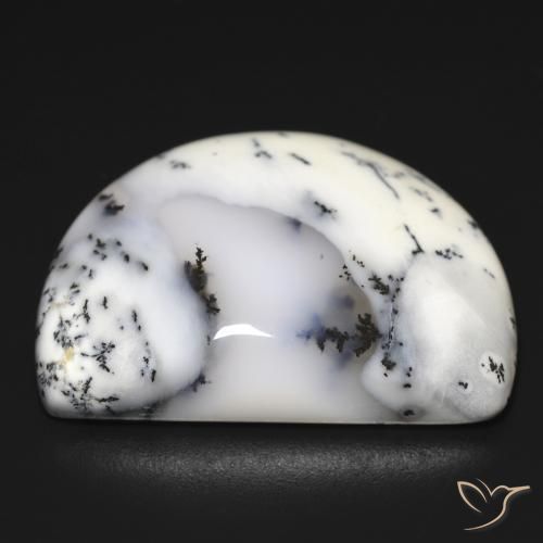 Dendritique Agate Blanc avec noir naturelle Fantaisie, 32.69 ct, Opaque