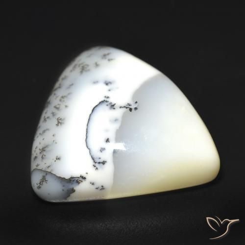 Dendritique Agate Blanc avec noir naturelle Trillion, 12.51 ct, Translucide