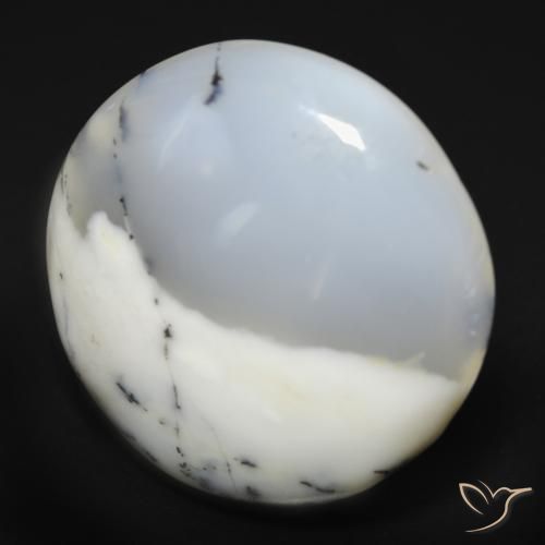Dendritique Agate Blanc avec noir naturelle Tour, 25.49 ct, Translucide