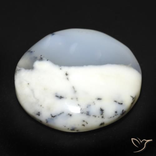 Dendritique Agate Blanc avec noir naturelle Tour, 25.49 ct, Translucide