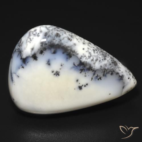 19.68ct Naturel Blanc avec noir Dendritique Agate, En forme de poire, Opaque